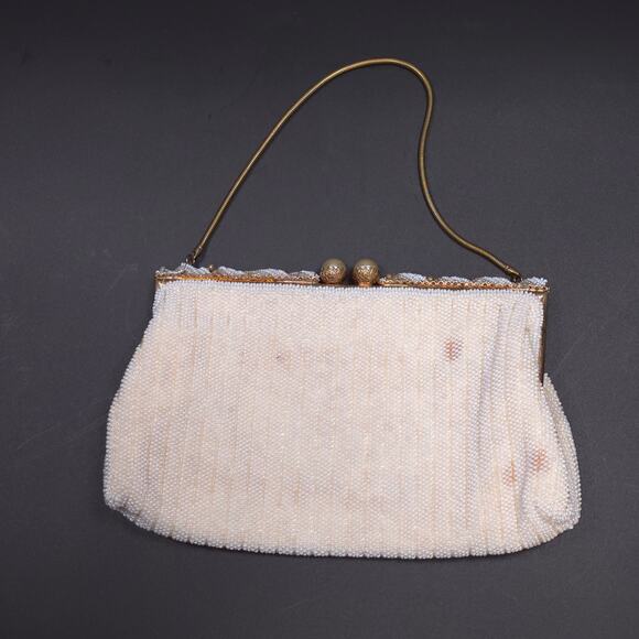 Vintage Denise Francelle Handmade Beaded Clutch Handbag Purse Paris Kiss Lock - Picture 2 of 7